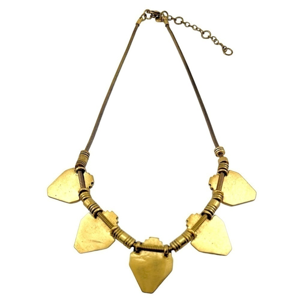 J. Crew Necklace, Slide GoldTone Arrow White Enamel and Rhinestone - Statement - Picture 9 of 11